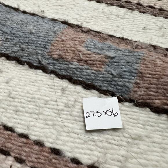 VTG Southwestern Aztec Rug Pastel Striped Geometric Woven Textile Saddle Blanket - Picture 5 of 5